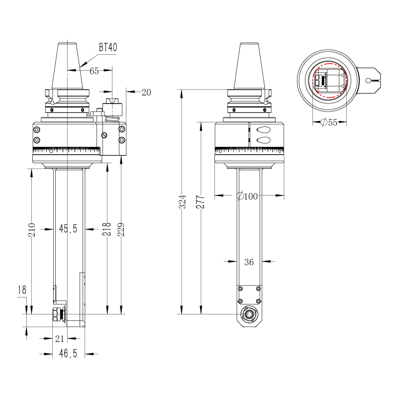 DK90-BT40-ER11M-210内缩式角度头