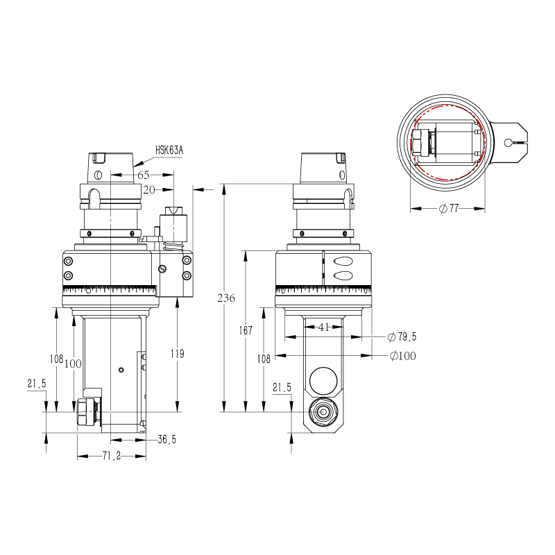 DK90-HSK63A-ER16M-100内缩型直角铣头